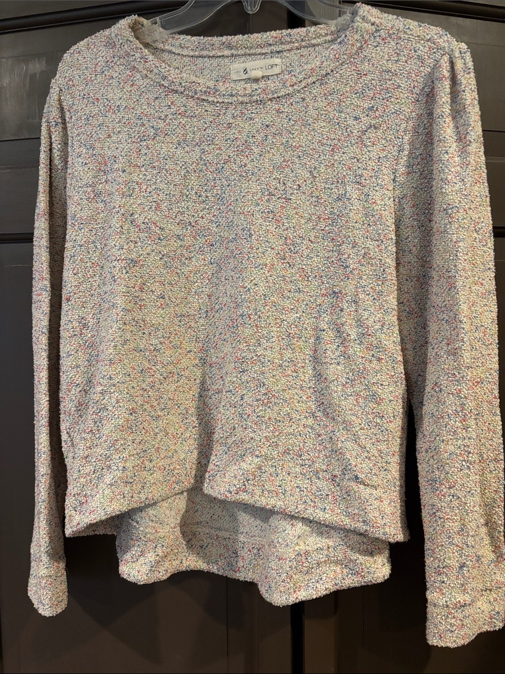 Lou & Grey for LOFT Cream Rainbow Confetti Speckled Boucle Knit Sweater